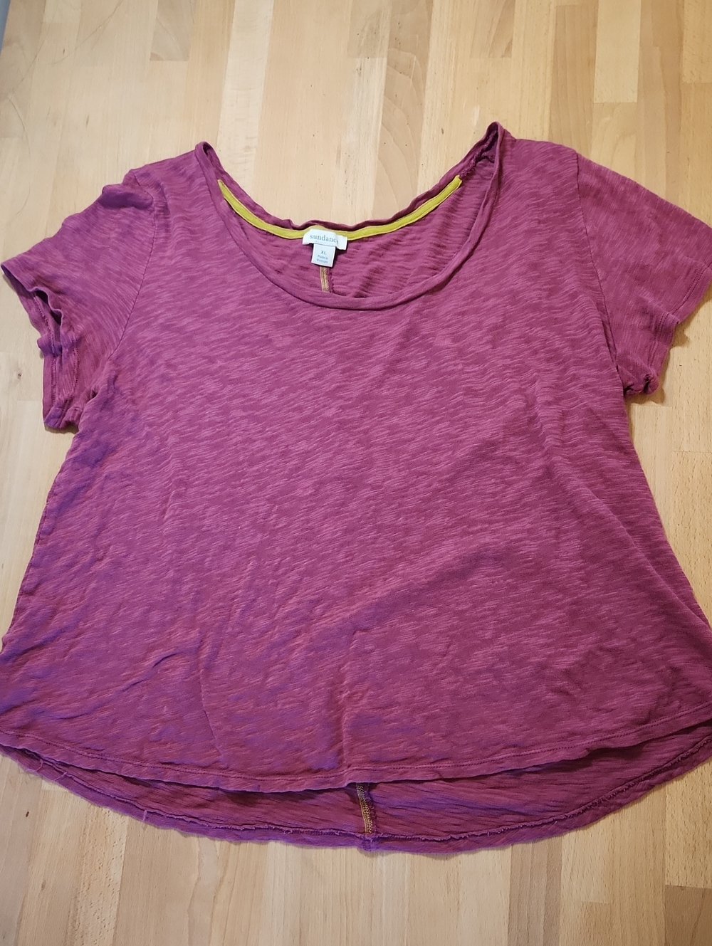 100% Cotton Short Sleeve Scoop Tee - Plum
